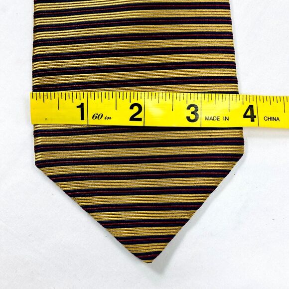 Brooks Brothers Makers Tie Vintage Repp Weave Gold Blue Stripe Nautical - Picture 6 of 8